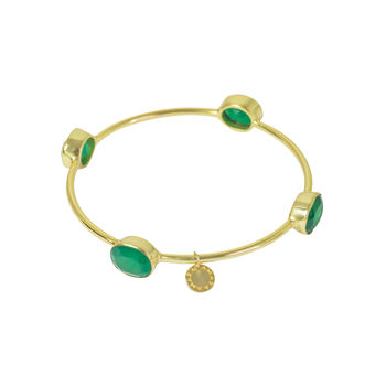 Green Onyx Bracelet Gold Bracelet