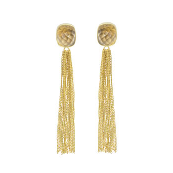 Smoky Topaz Earrings Gold Fringe Earrings