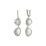 White Topaz Diamante Two Drop Designer Earrings